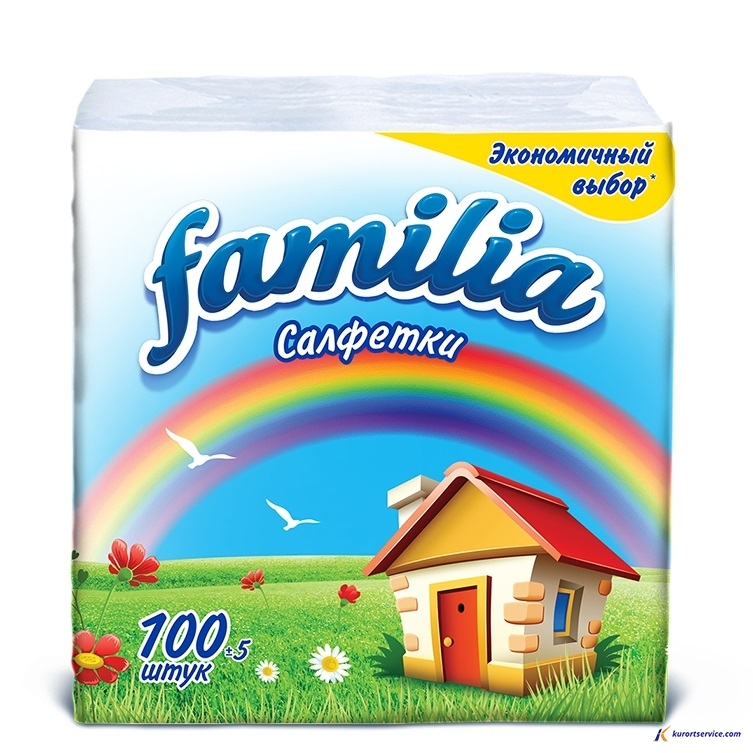 Familia Салфетки однослойные 24*23 см 100л 5039302 купить в интернет-магазине Курорт Сервис