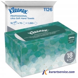 Бумажные полотенца в пачках Kleenex Ultra Soft Pop-Up белые в коробках, 1 с