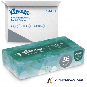 KIMBERLY CLARK Салфетки косметические для лица Kleenex, 2 слоя, 100 л, 21*2